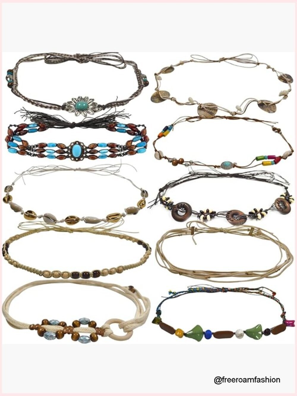 10 Pc Leather Braided Hat Bands for Cowboy Fedora Hats